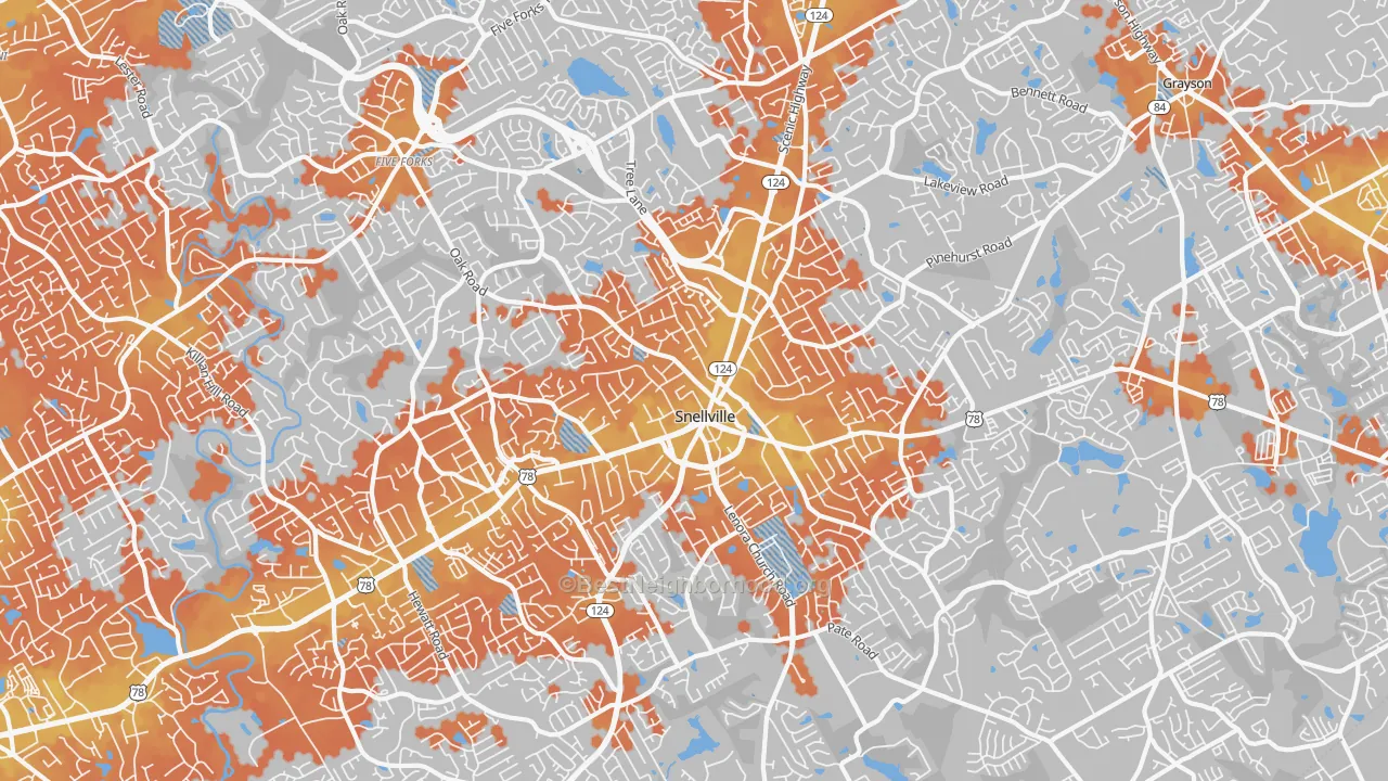Bike Grade map of 30078, GA