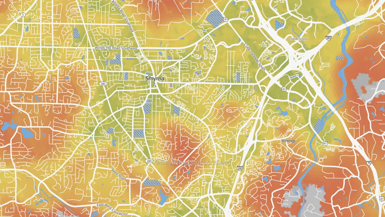 Bike Grade map of 30080, GA
