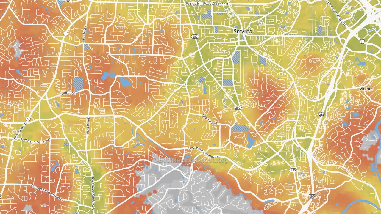 Bike Grade map of 30082, GA