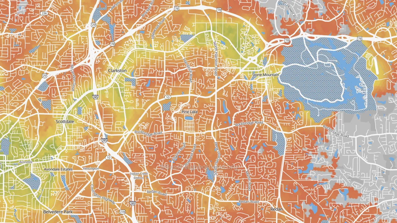 Bike Grade map of 30083, GA