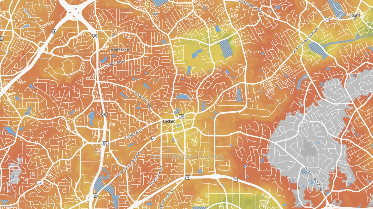 Bike Grade map of 30084, GA