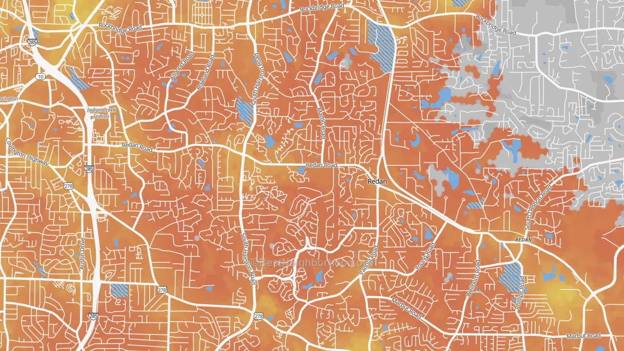 Bike Grade map of 30088, GA