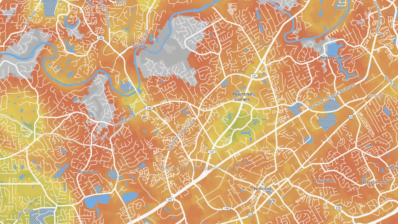 Bike Grade map of 30092, GA