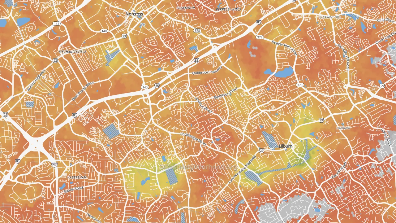 Bike Grade map of 30093, GA