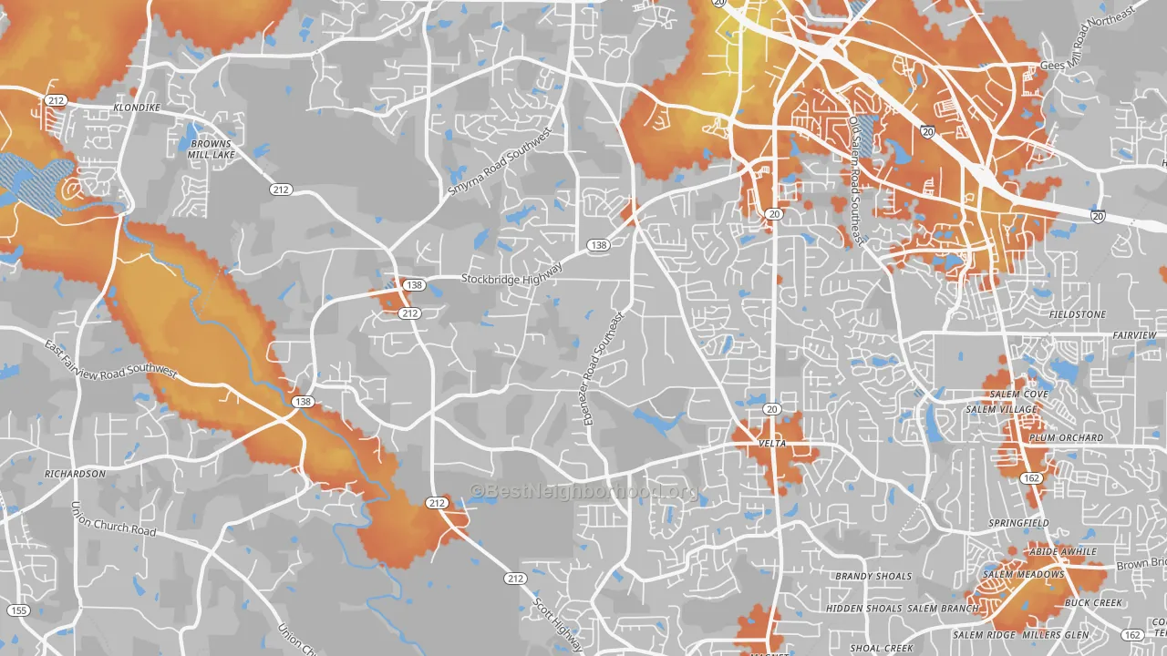 Bike Grade map of 30094, GA