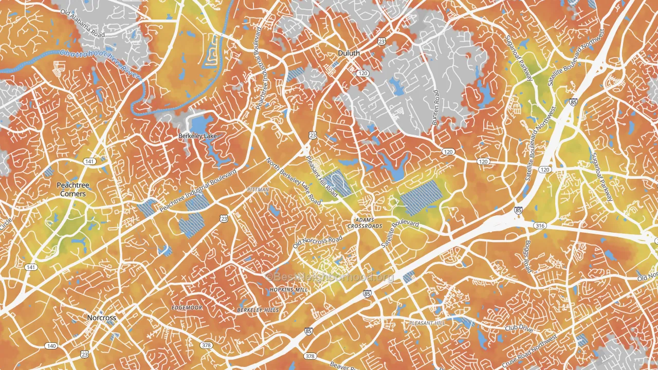 Bike Grade map of 30096, GA
