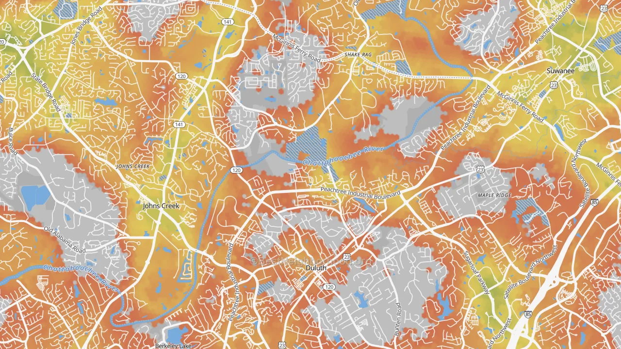 Bike Grade map of 30097, GA