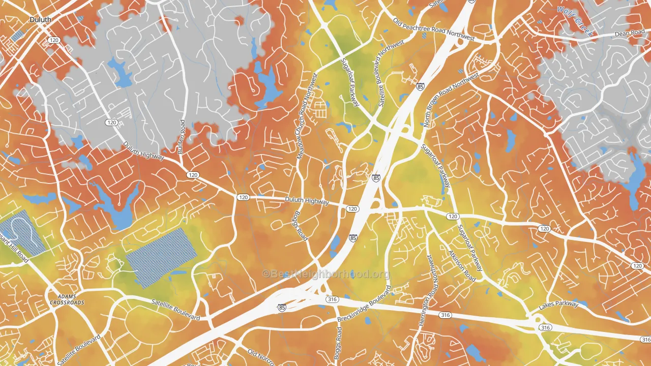 Bike Grade map of 30099, GA