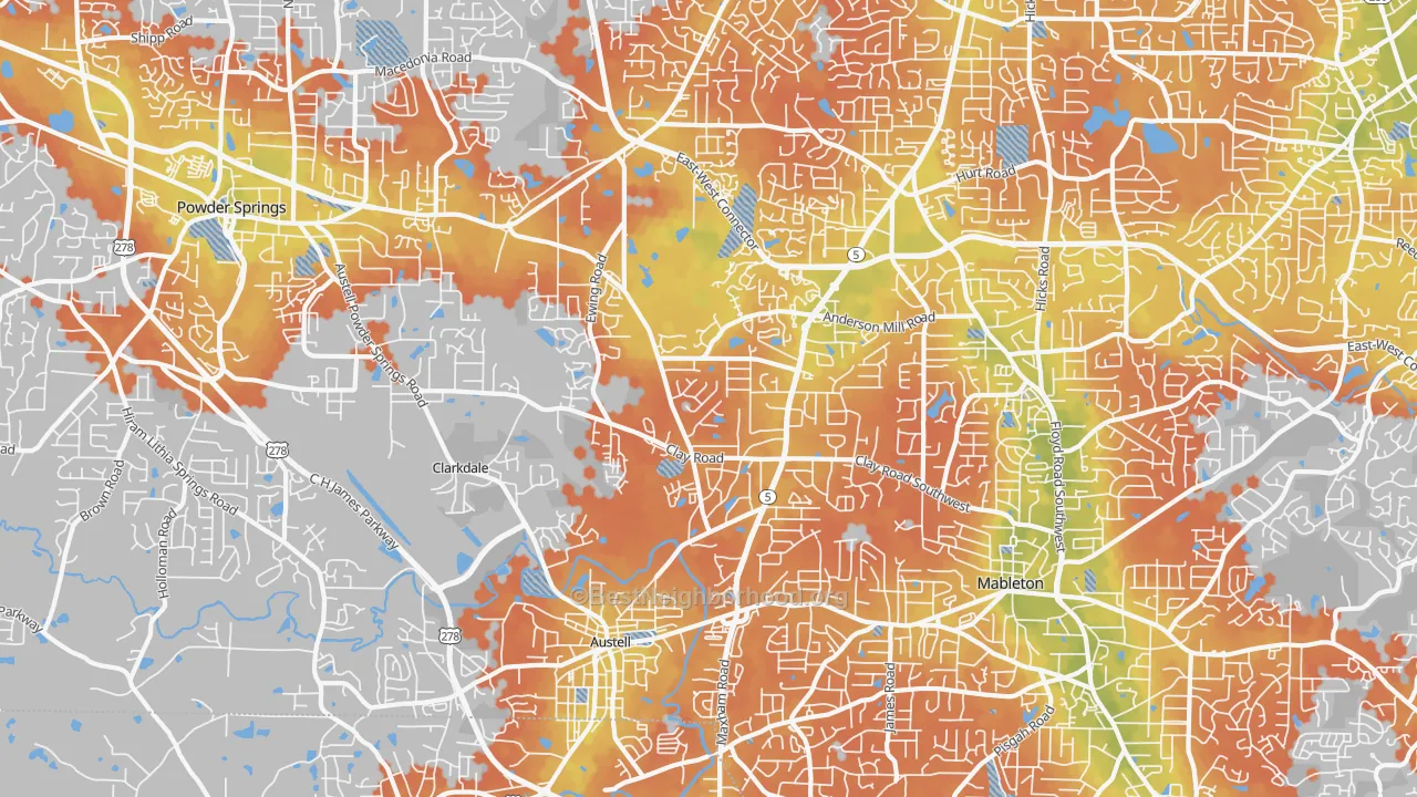 Bike Grade map of 30106, GA