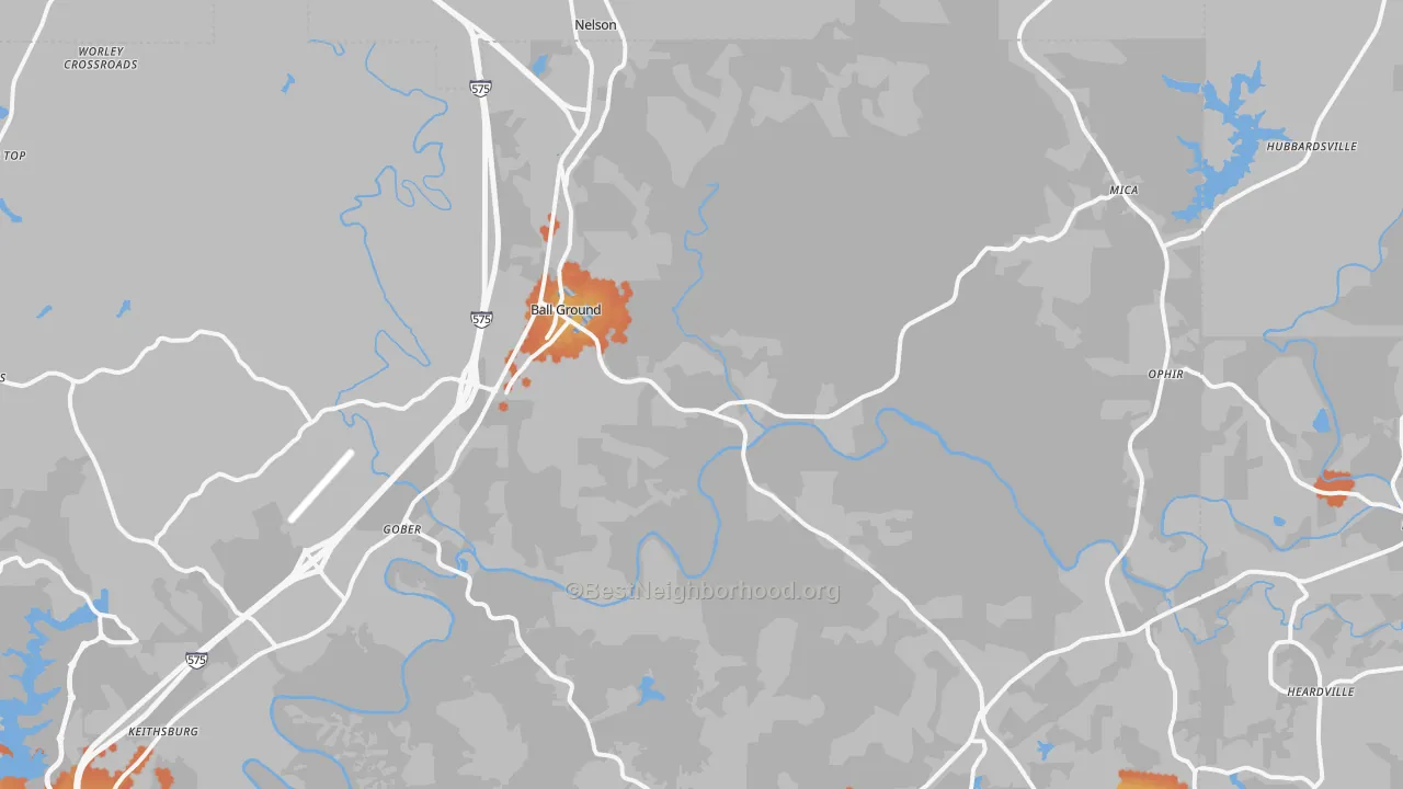 Bike Grade map of 30107, GA
