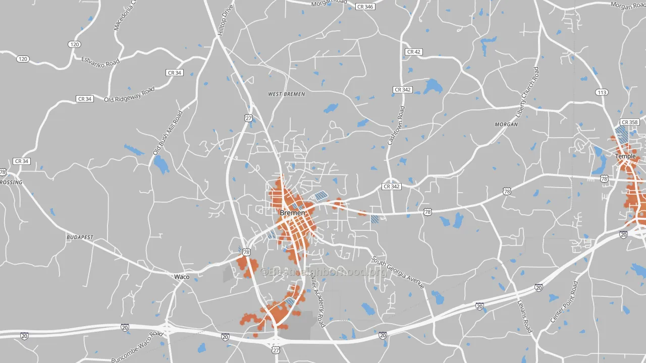 Bike Grade map of 30110, GA