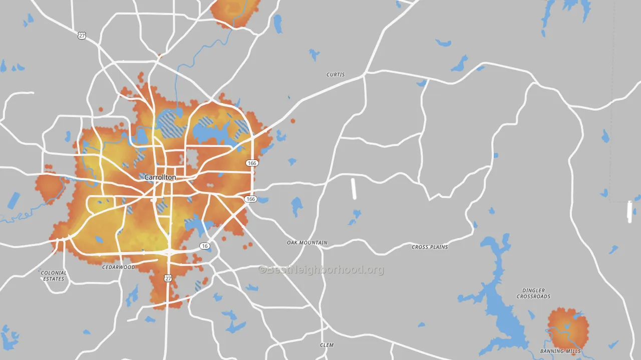 Bike Grade map of 30116, GA