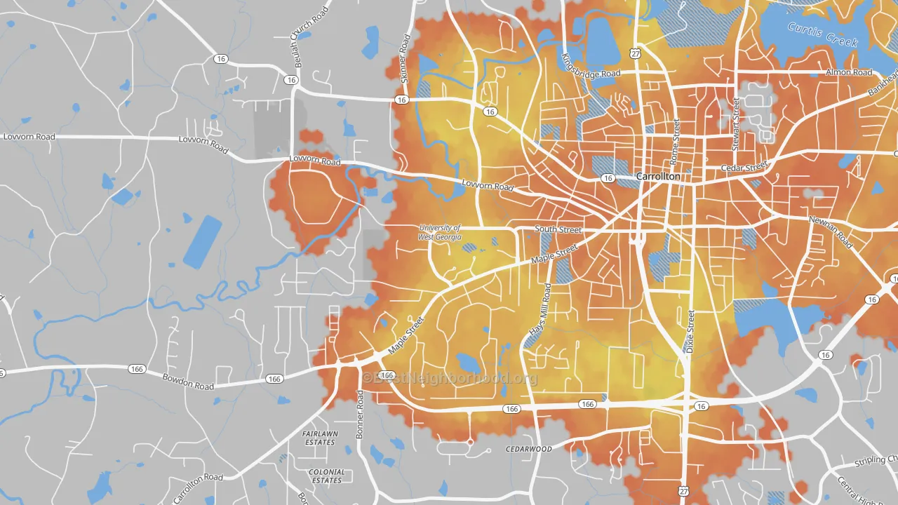 Bike Grade map of 30118, GA