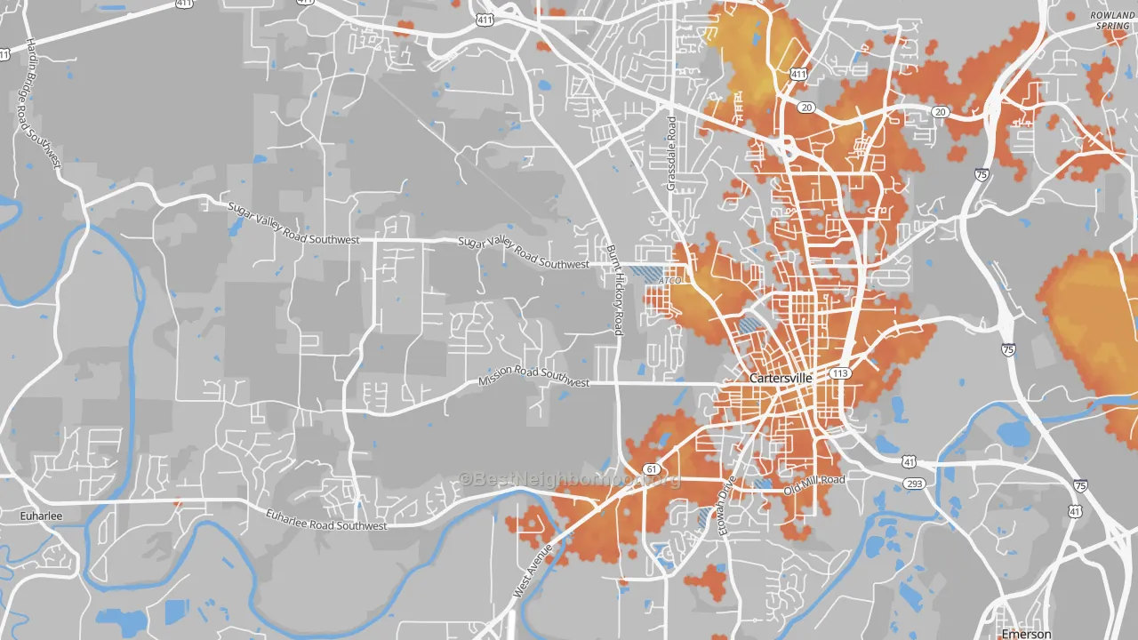 Bike Grade map of 30120, GA