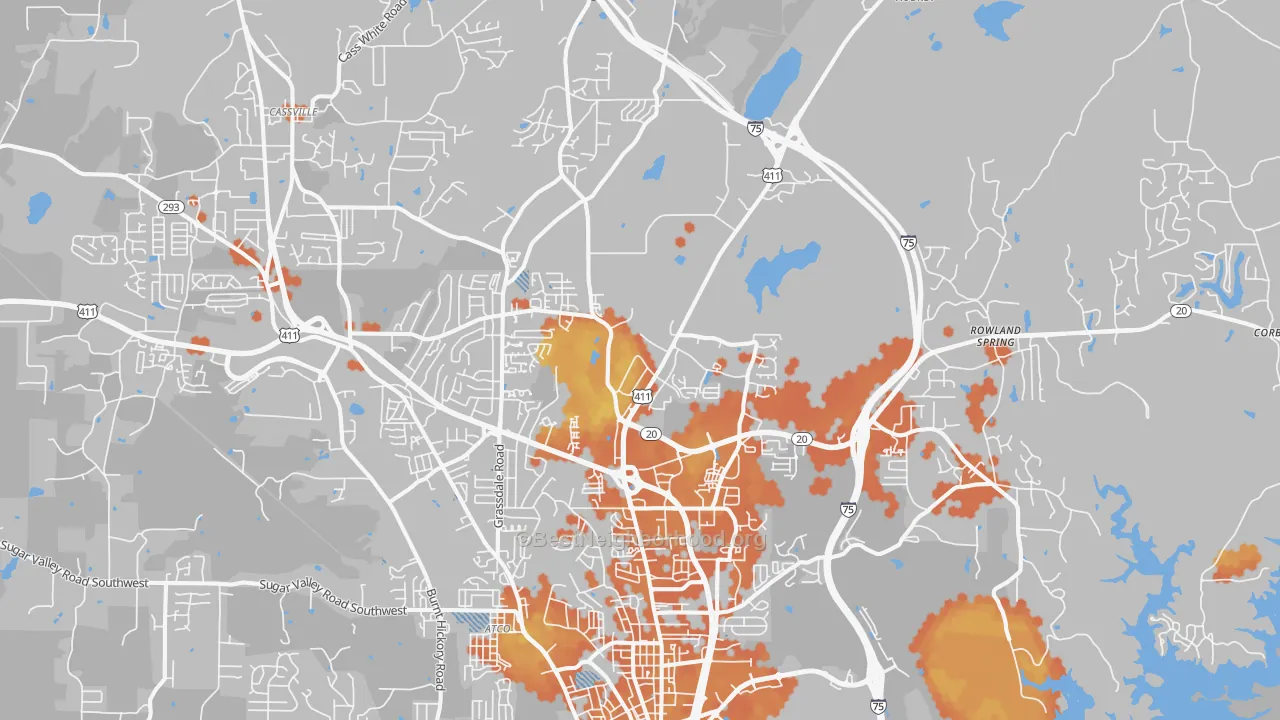Bike Grade map of 30121, GA