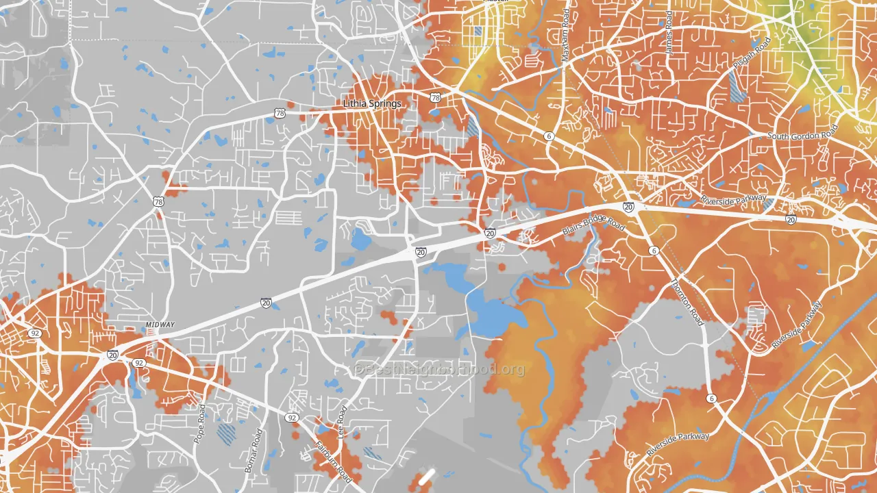 Bike Grade map of 30122, GA
