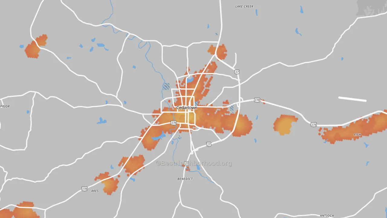 Bike Grade map of 30125, GA