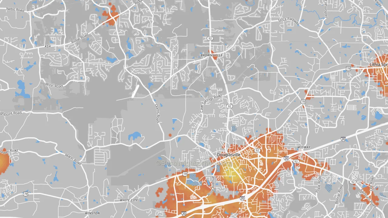 Bike Grade map of 30134, GA