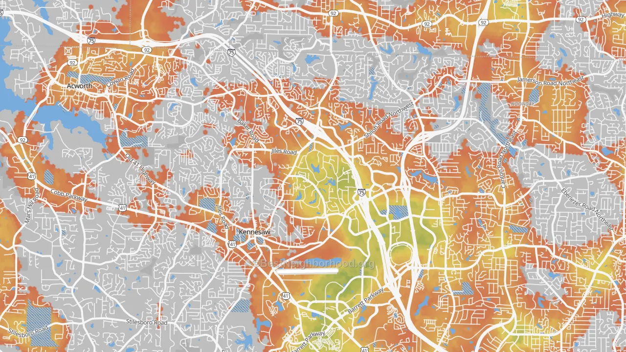 Bike Grade map of 30144, GA