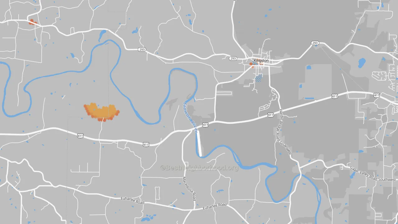 Bike Grade map of 30145, GA