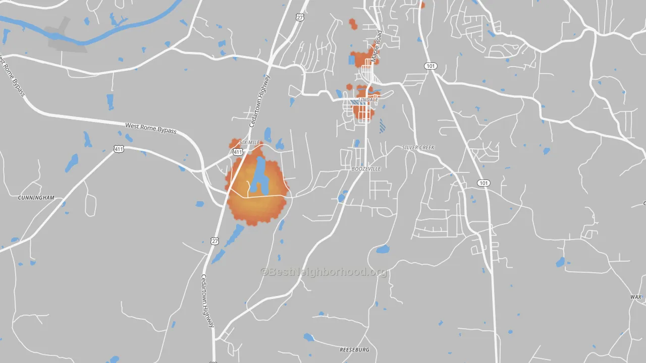 Bike Grade map of 30147, GA