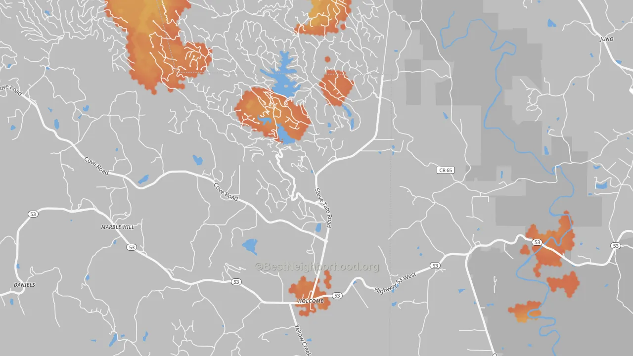Bike Grade map of 30148, GA