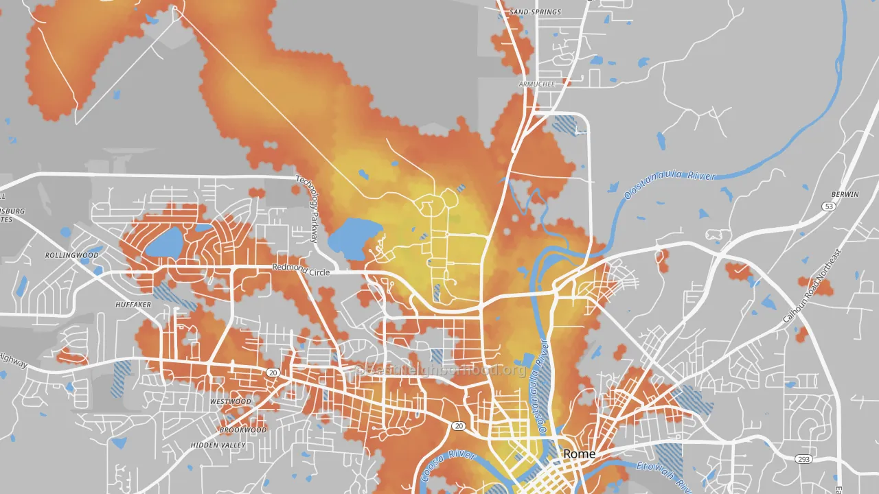 Bike Grade map of 30149, GA