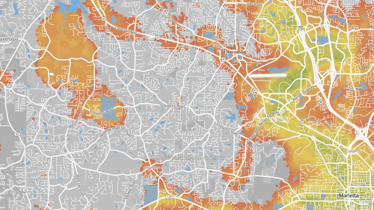 Bike Grade map of 30152, GA