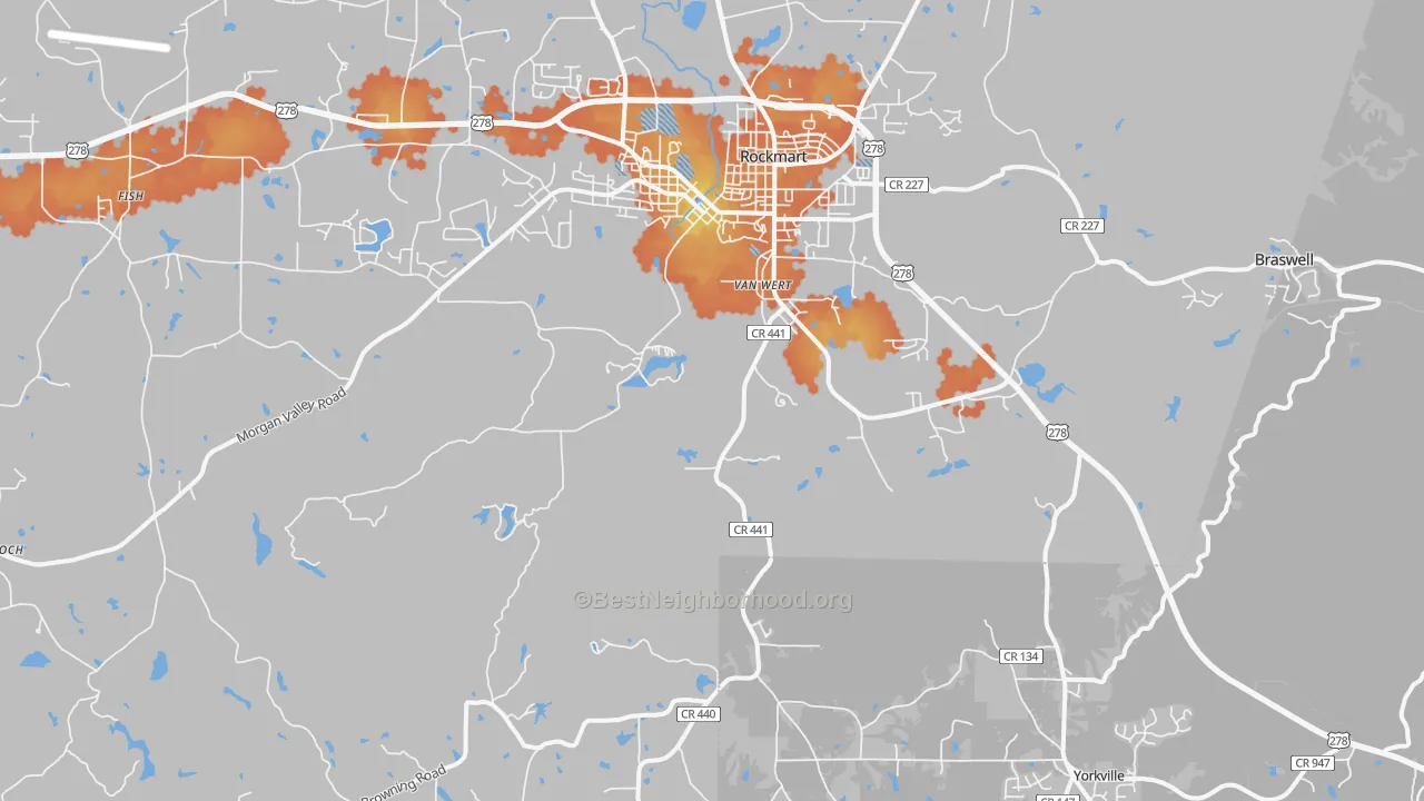 Bike Grade map of 30153, GA