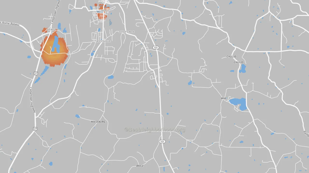 Bike Grade map of 30173, GA