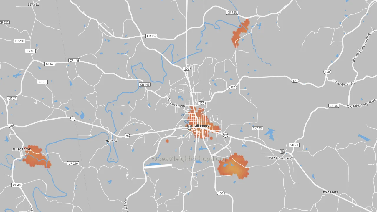 Bike Grade map of 30176, GA