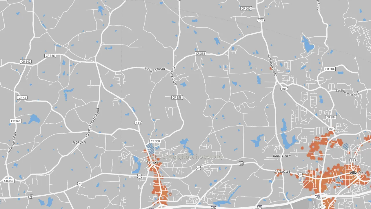Bike Grade map of 30179, GA