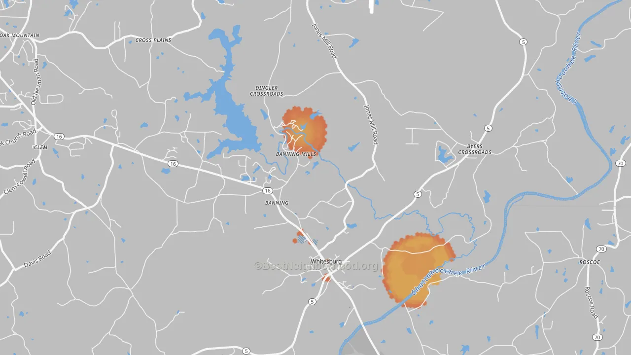 Bike Grade map of 30185, GA