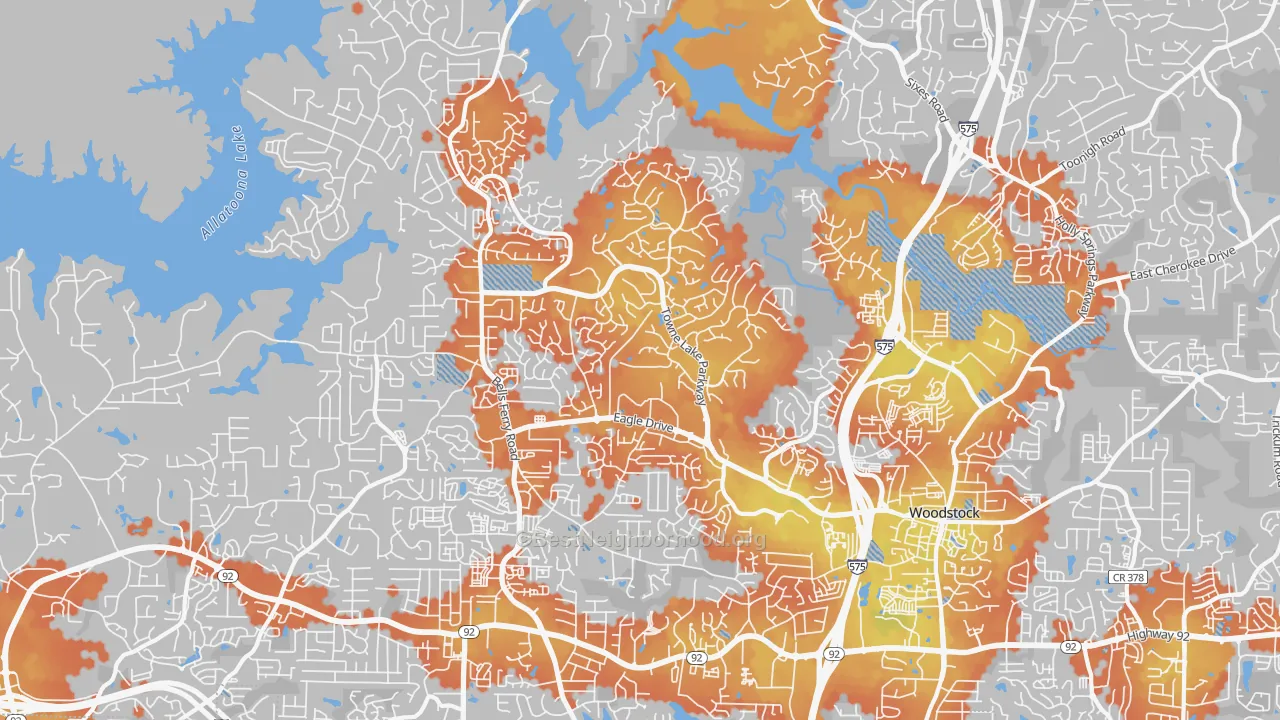 Bike Grade map of 30189, GA