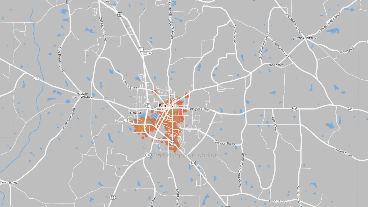 Bike Grade map of 30204, GA