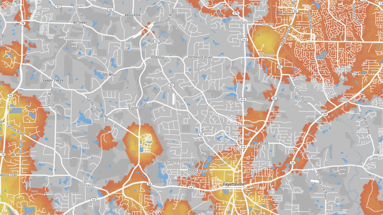Bike Grade map of 30214, GA