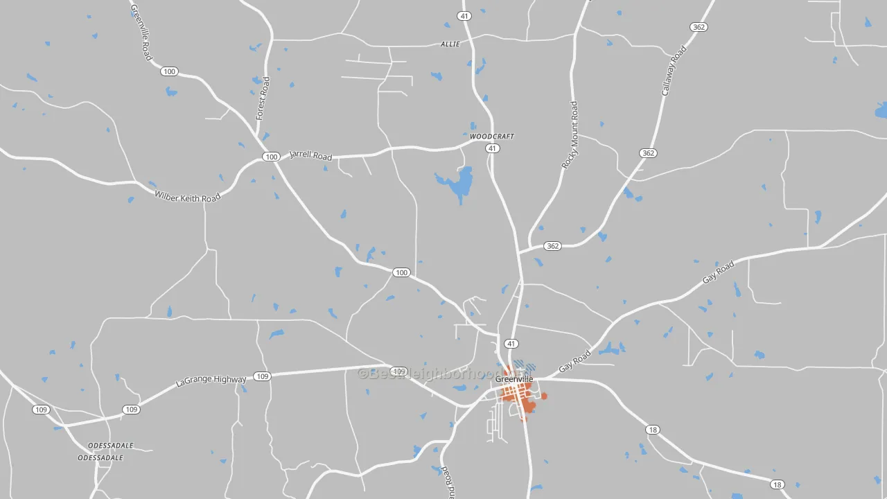 Bike Grade map of 30222, GA