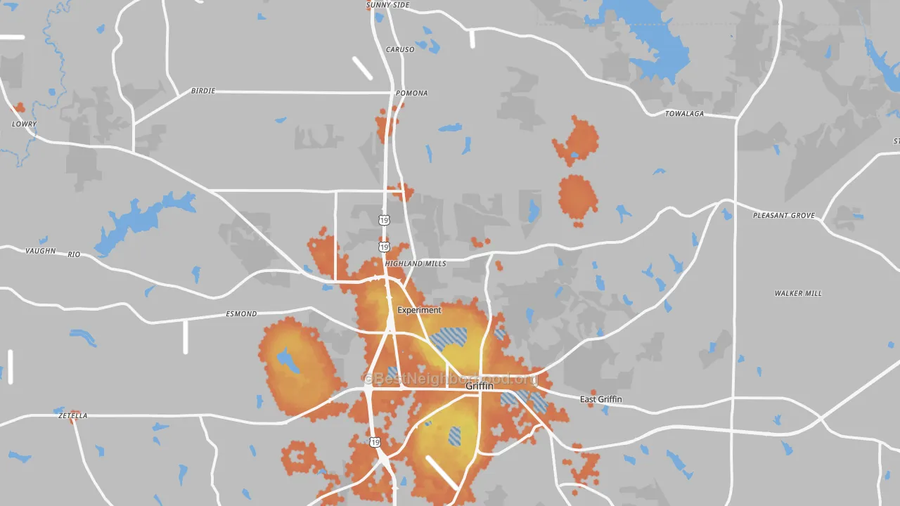 Bike Grade map of 30223, GA