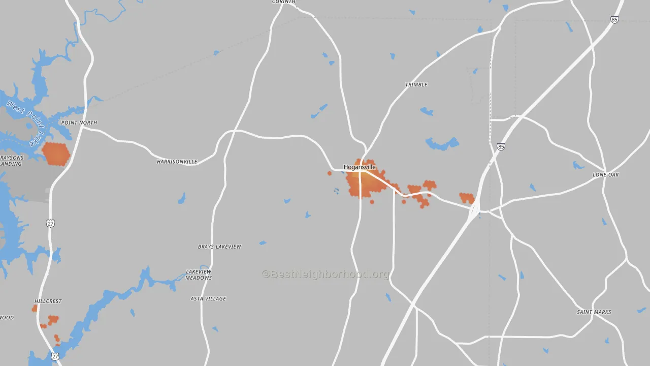 Bike Grade map of 30230, GA