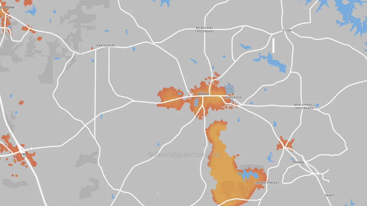 Bike Grade map of 30233, GA