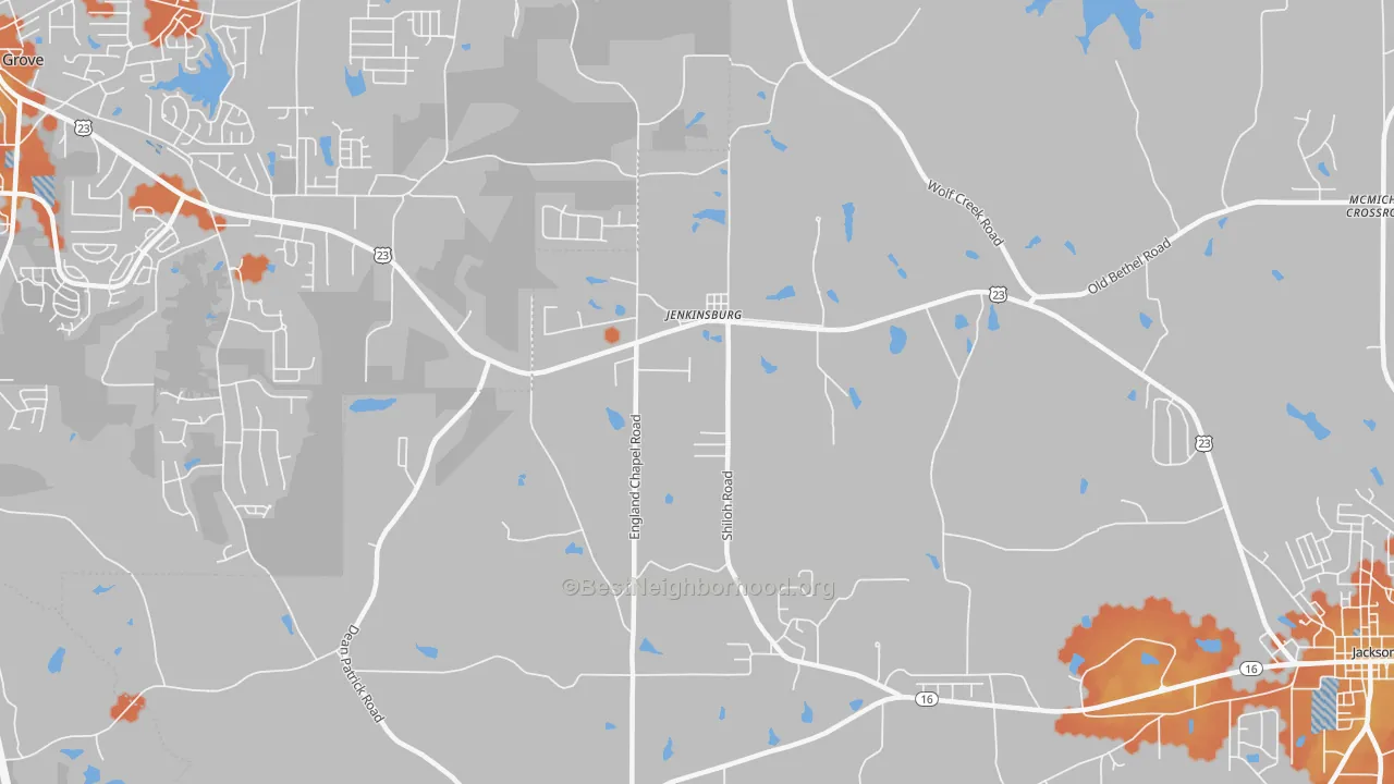Bike Grade map of 30234, GA