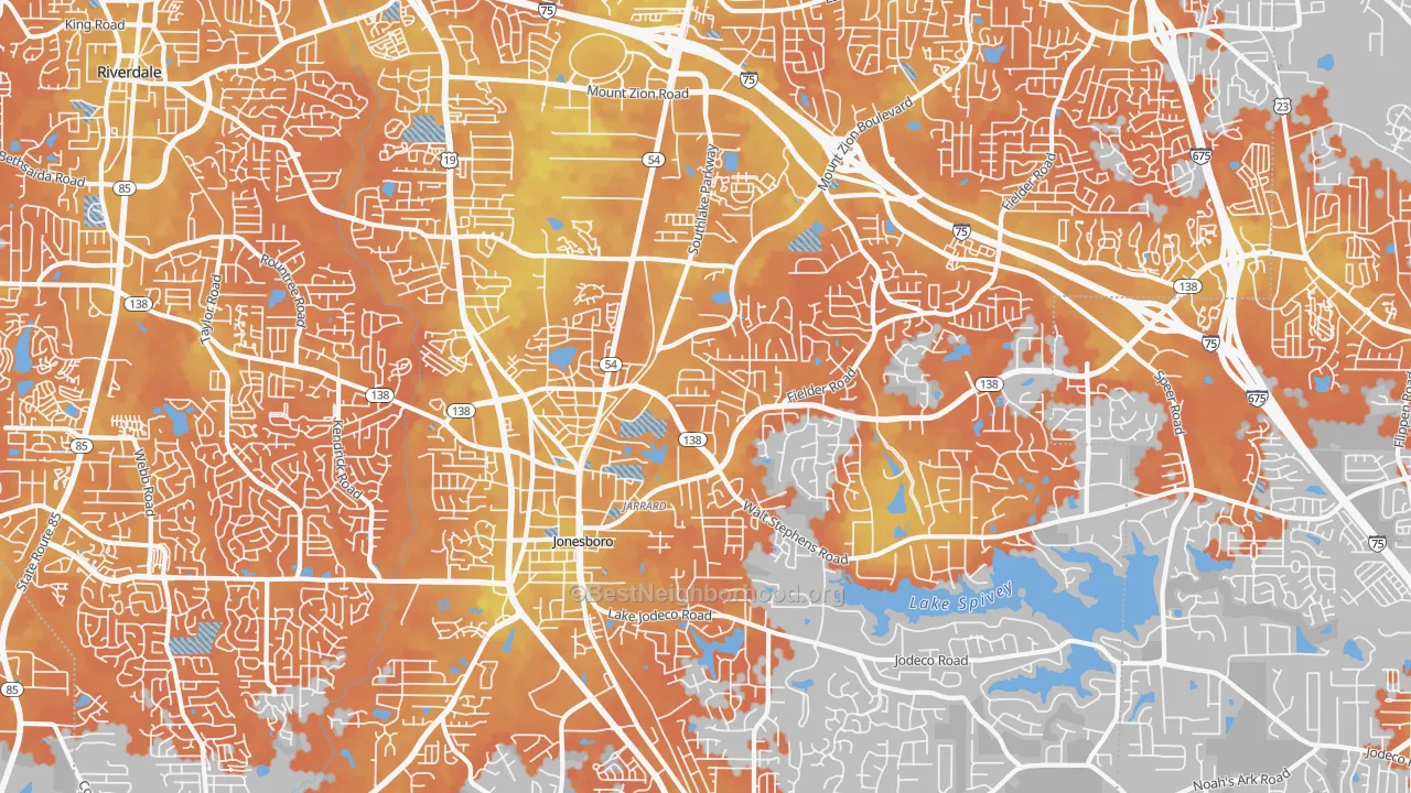 Bike Grade map of 30236, GA