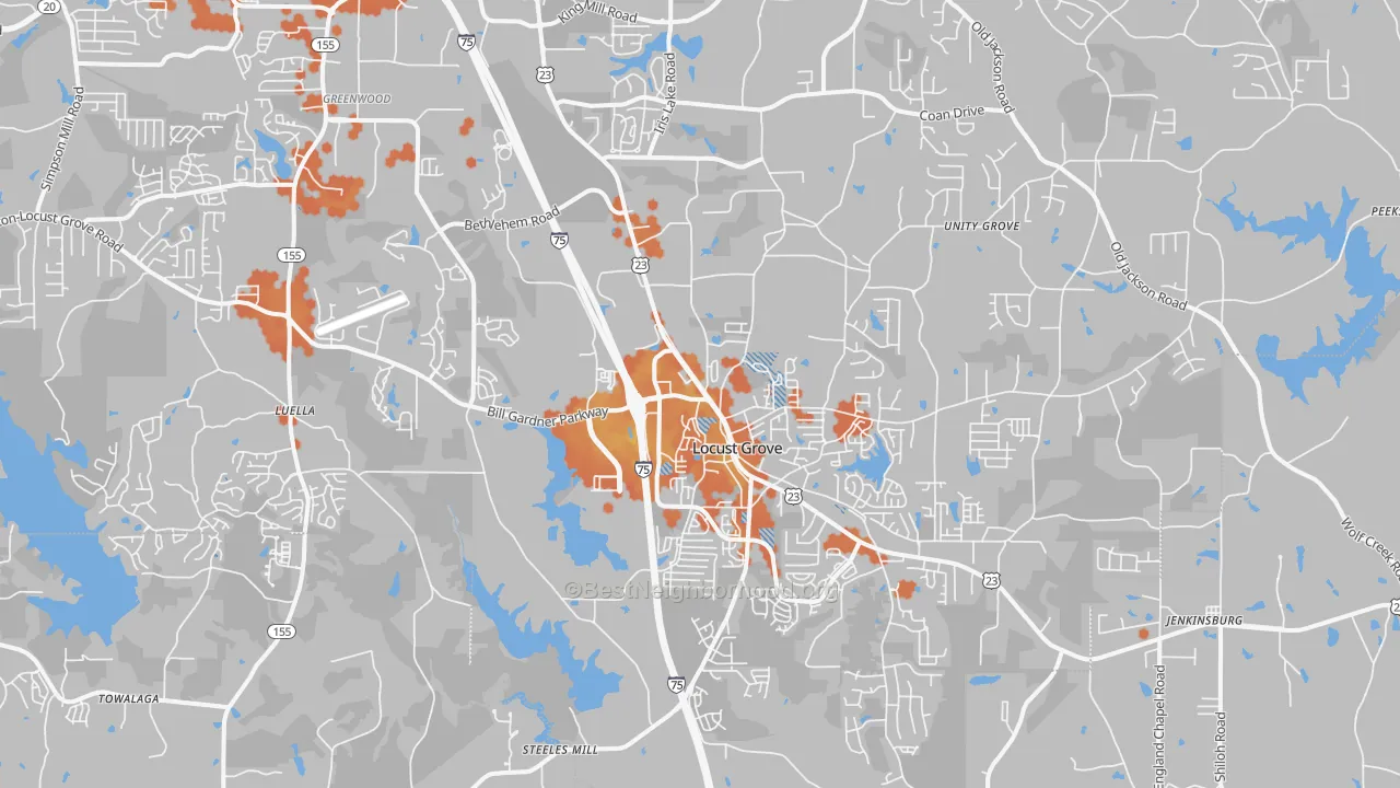 Bike Grade map of 30248, GA