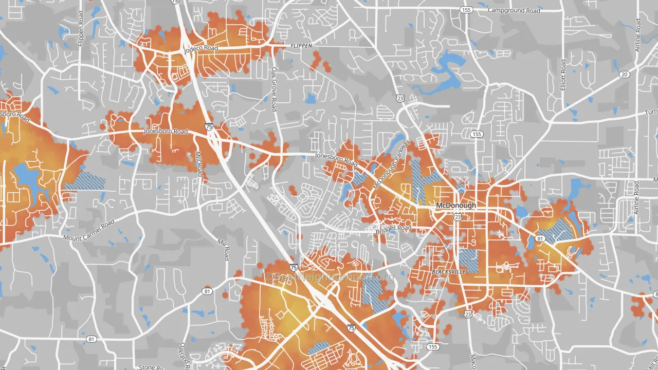 Bike Grade map of 30253, GA