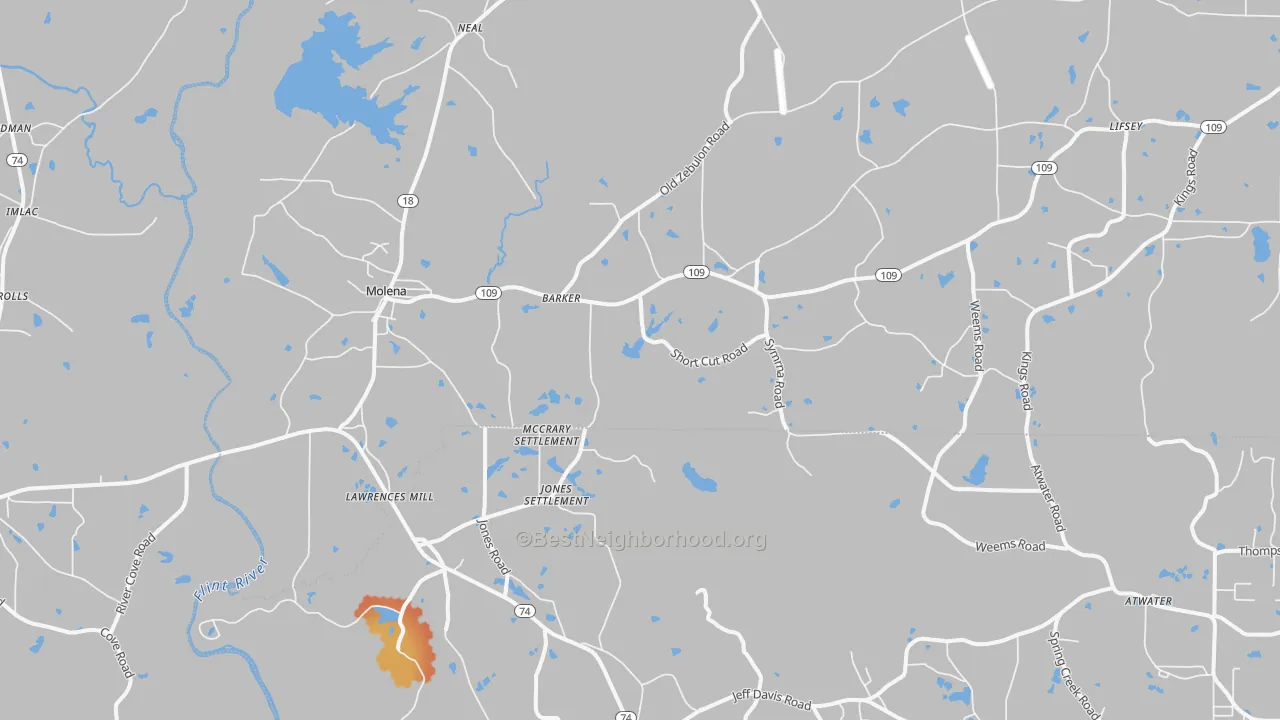 Bike Grade map of 30258, GA