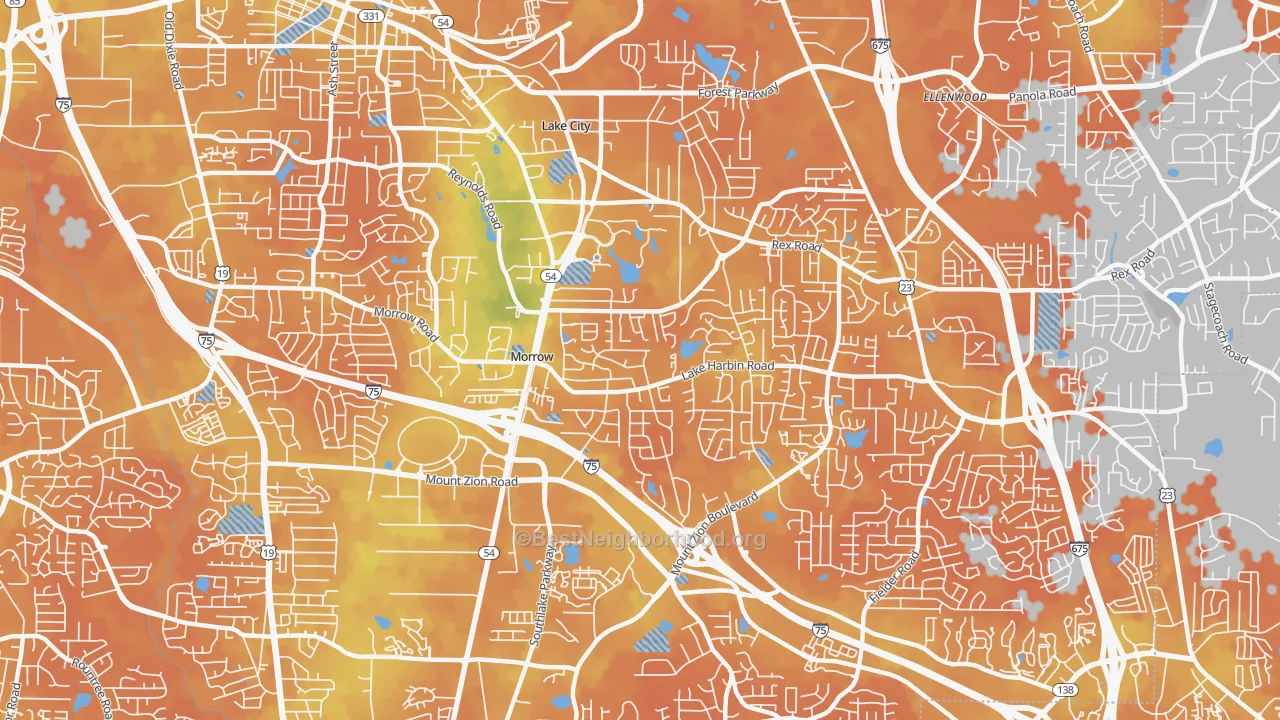 Bike Grade map of 30260, GA