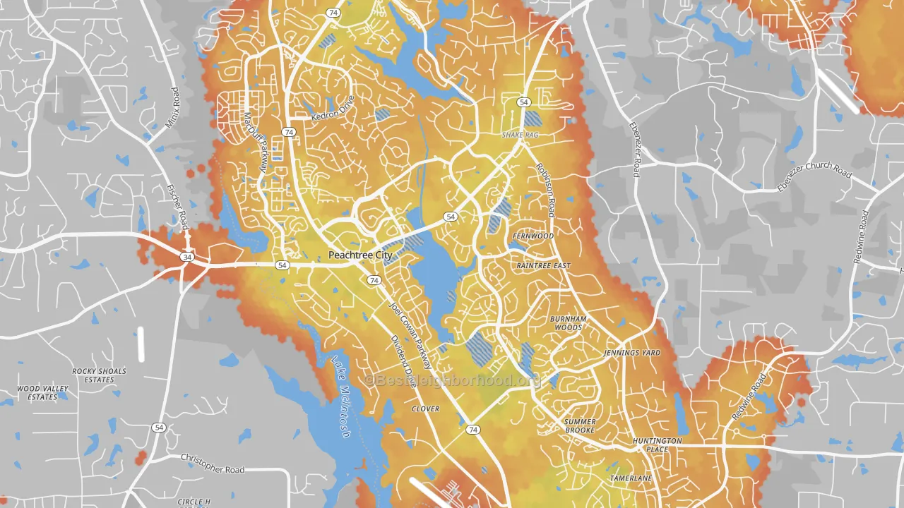 Bike Grade map of 30269, GA