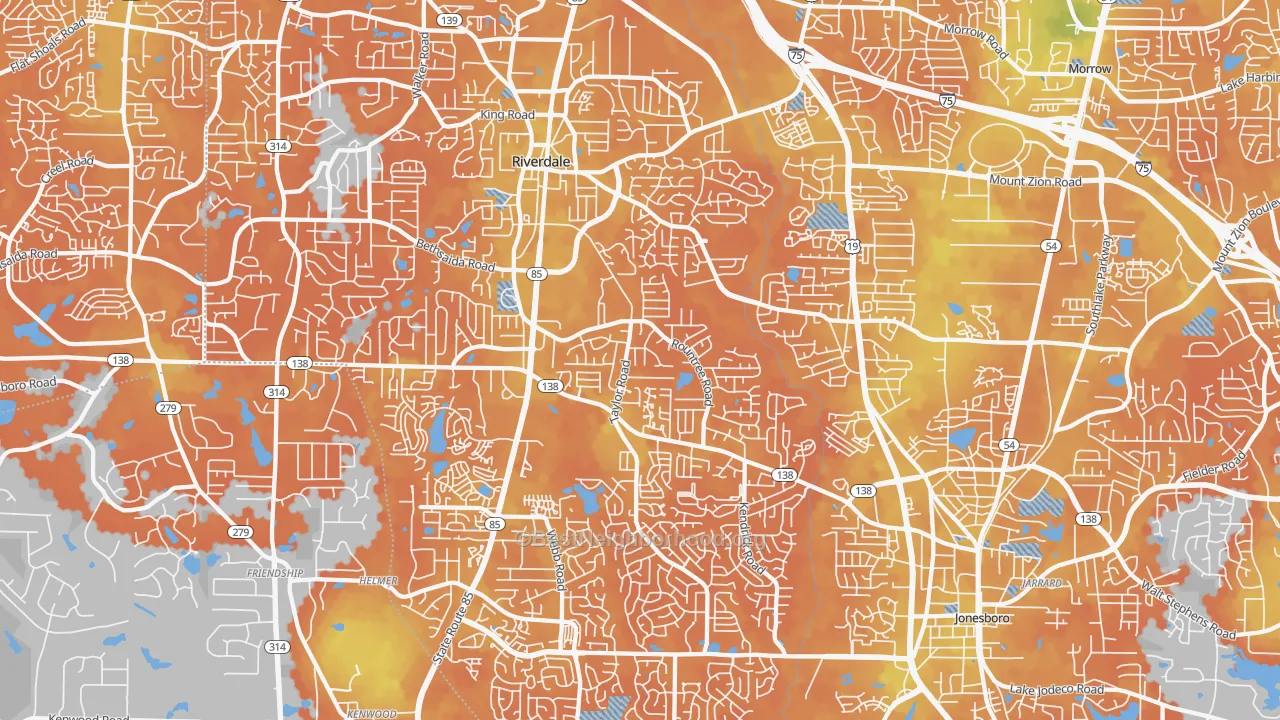 Bike Grade map of 30274, GA