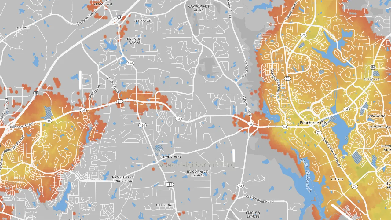 Bike Grade map of 30277, GA