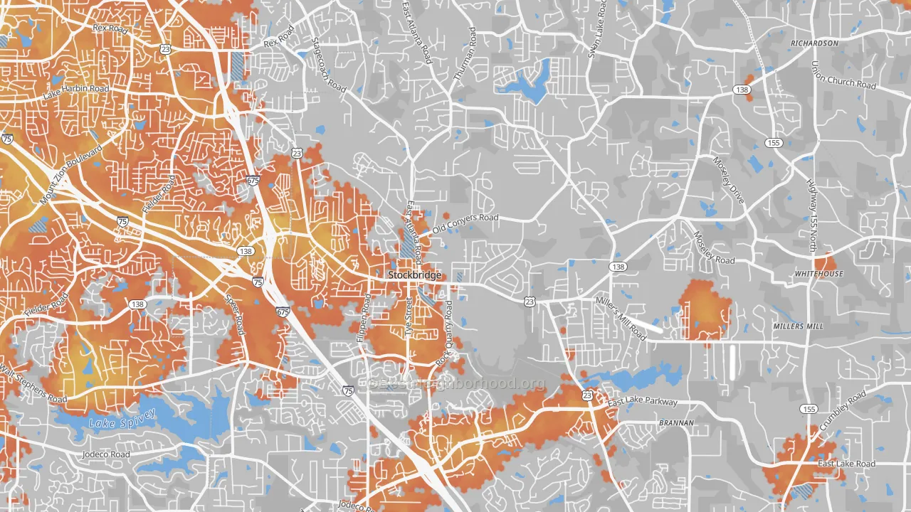 Bike Grade map of 30281, GA